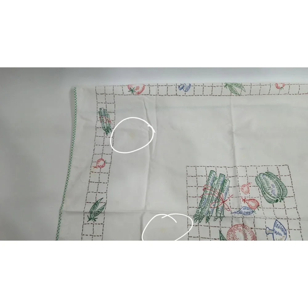 Vintage Embroidered Tablecloth Kitchen Fruit & Veggies 33